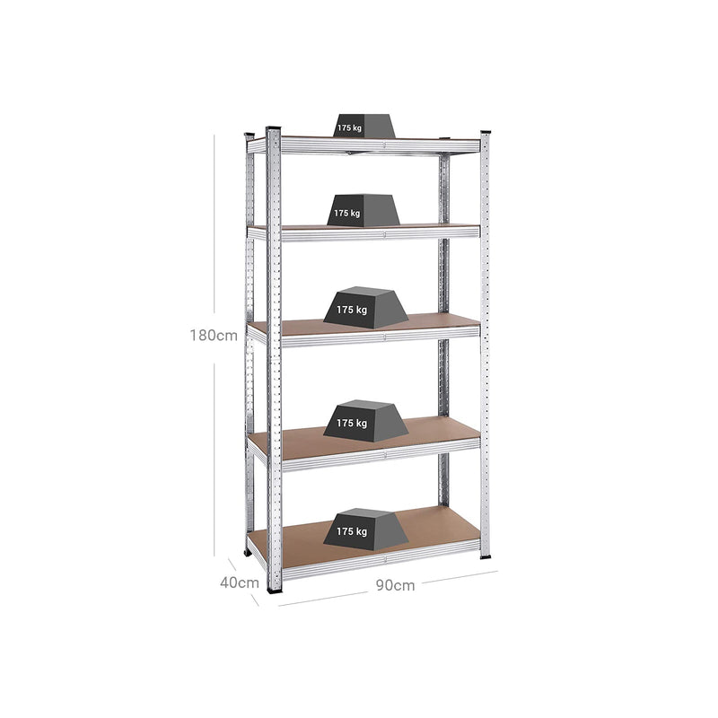 Racks de stockage - Ensemble de 2 -180 x 90 x 40 cm - à 875 kg de capacité de charge - argent