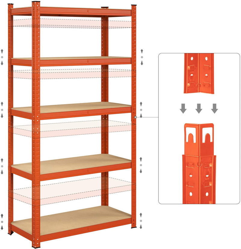 Opbevaringsstativ med 5 hylder - Justerbare hylder - 180 x 90 x 40 cm - til 875 kg belastningskapacitet