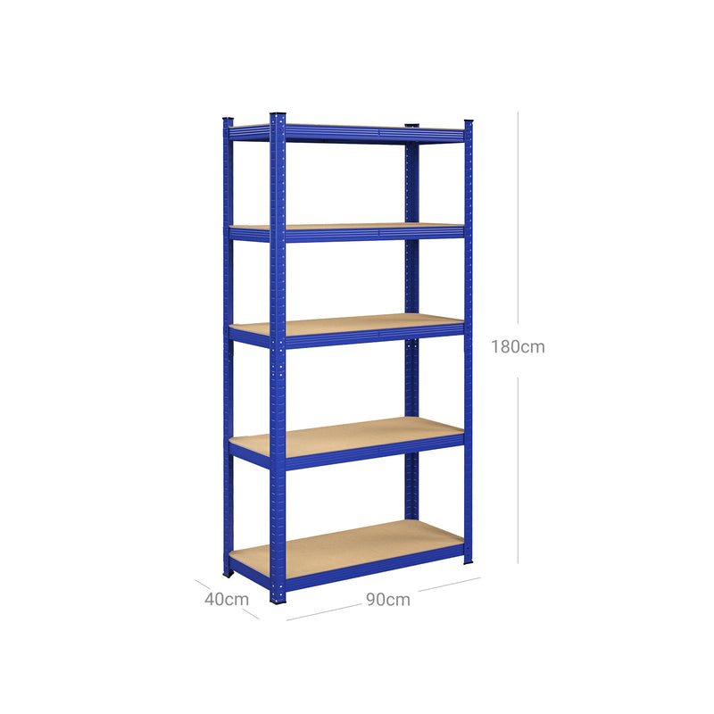 Storberry - Rack Cabinet - 5 Justerbare hylder - Metalstativ - 180 x 90 x 40 cm - Belastningskapacitet op til 875 kg