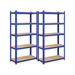 Stellingkasten - Magazijnrekken - Belastbaar tot 875 kg - 5 Verstelbare Planken - Blauw