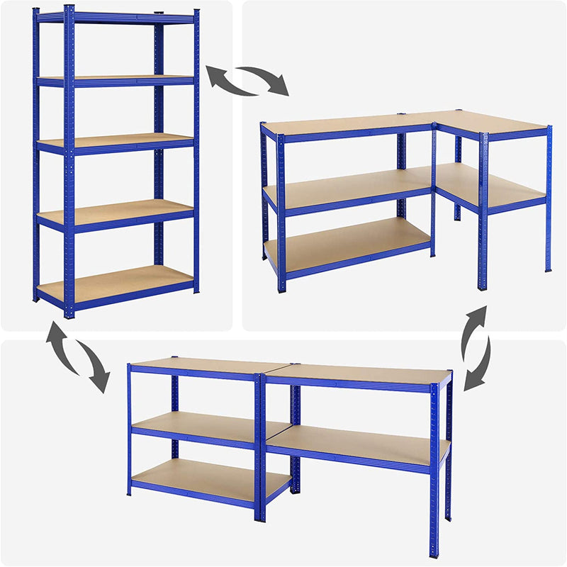 Armoires d'échafaudage - Racks d'entrepôt - imposable jusqu'à 875 kg - 5 étagères réglables - bleu