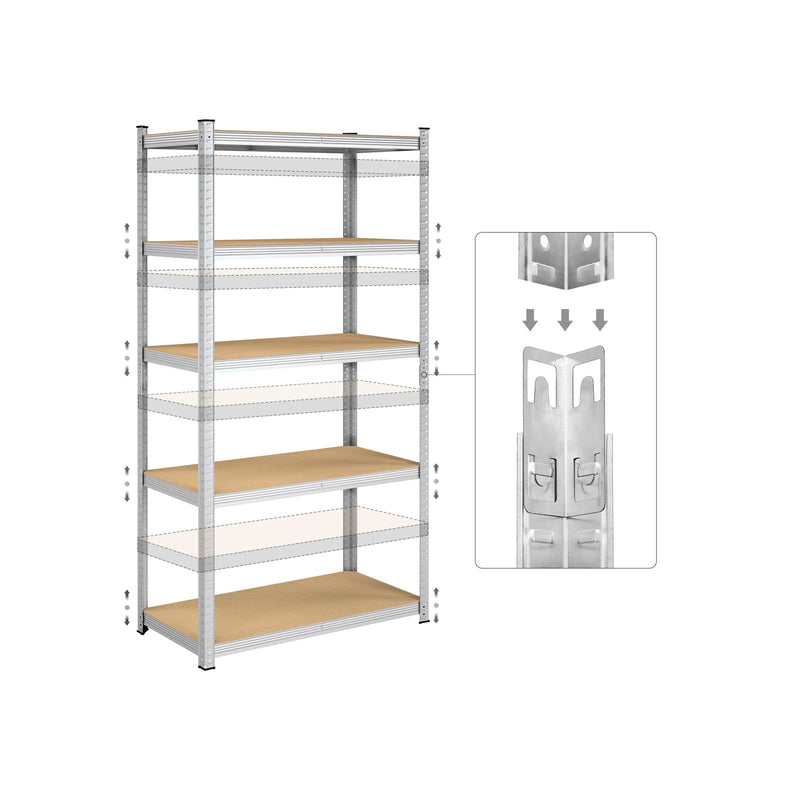 Rack de rangement avec 5 étagères - étagères réglables - 180 x 90 x 40 cm - jusqu'à 875 kg de capacité de chargement