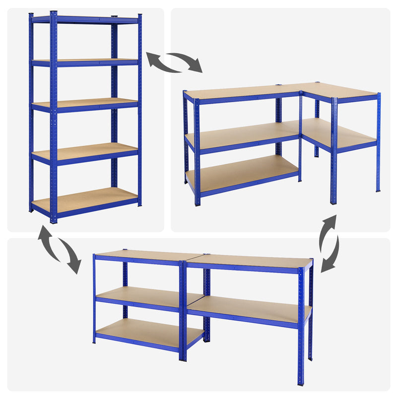 Suport de depozitare cu 5 rafturi - rafturi reglabile - 180 x 90 x 40 cm - până la 875 kg capacitate de încărcare - albastru