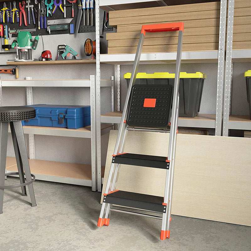 3- treden - Ladder - Aluminium opklapbare ladder - antislipvoeten - Belasting 150 kg