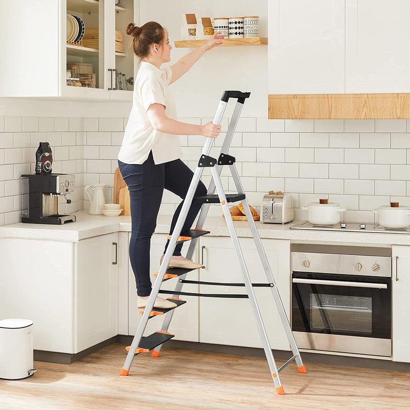 Ladder - 5 treden - Trapladder - Opvouwbaar - Trapladder - Aluminium ladder - Belastbaar tot 150 kg