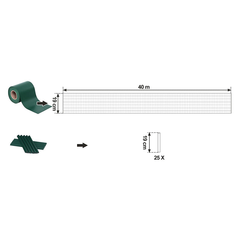 Green PVC Privacy Garden High - 0,19 x 40 m Roll - Opapreak - Écran de balcon décoratif - vert