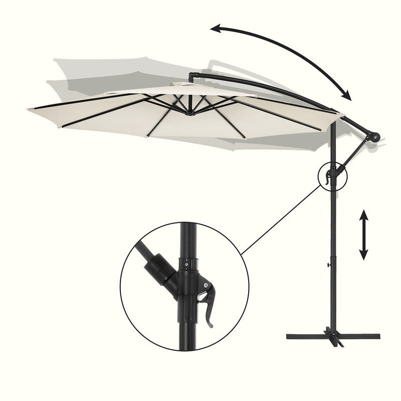 Parasol - kampia - UV -suojaus jopa UPF 50+ - beige - Ø 300 cm