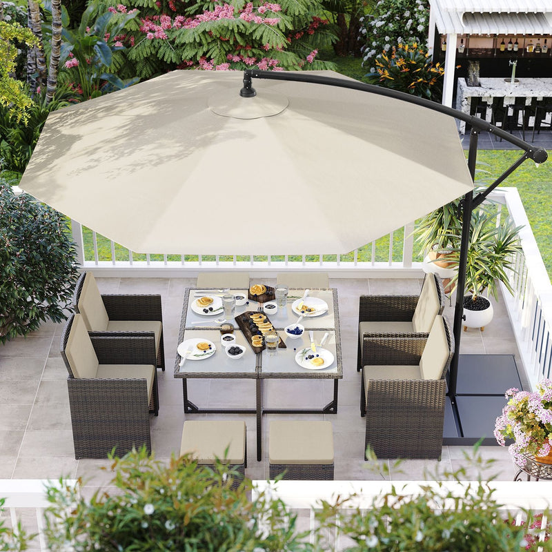 Parasol - avec manivelle - protection UV jusqu'à UPF 50+ - Beige - Ø 300 cm