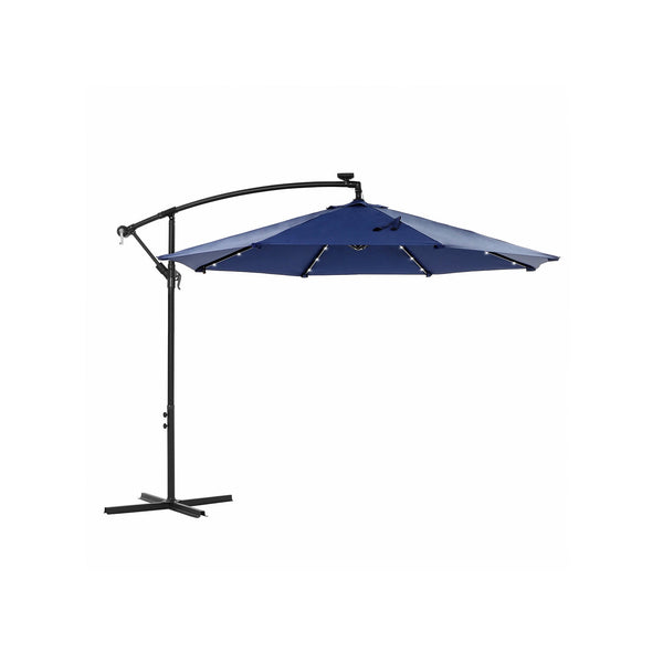 Parasol - cu iluminare cu LED - energie solară - albastru