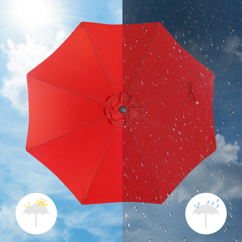 Parasol - Garden Parasol - Ø 270 cm - Market Parasol - With Crank - Sun Protection - Red