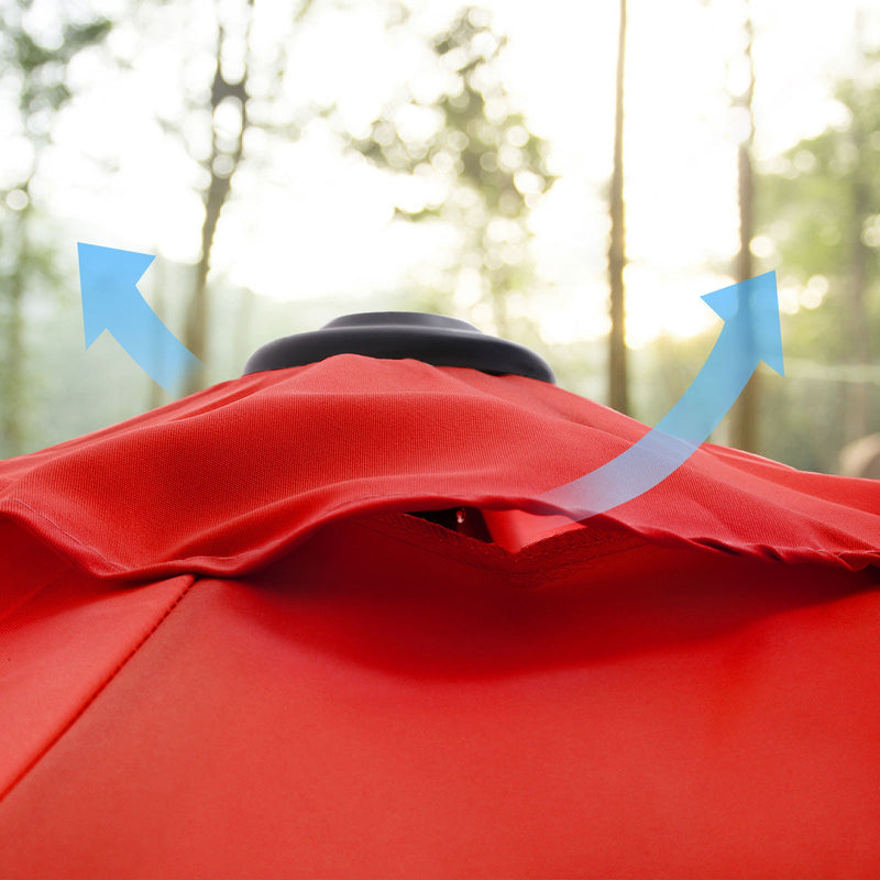 Parasol - Garden Parasol - Ø 270 cm - Parasol du marché - avec manivelle - Protection solaire - rouge