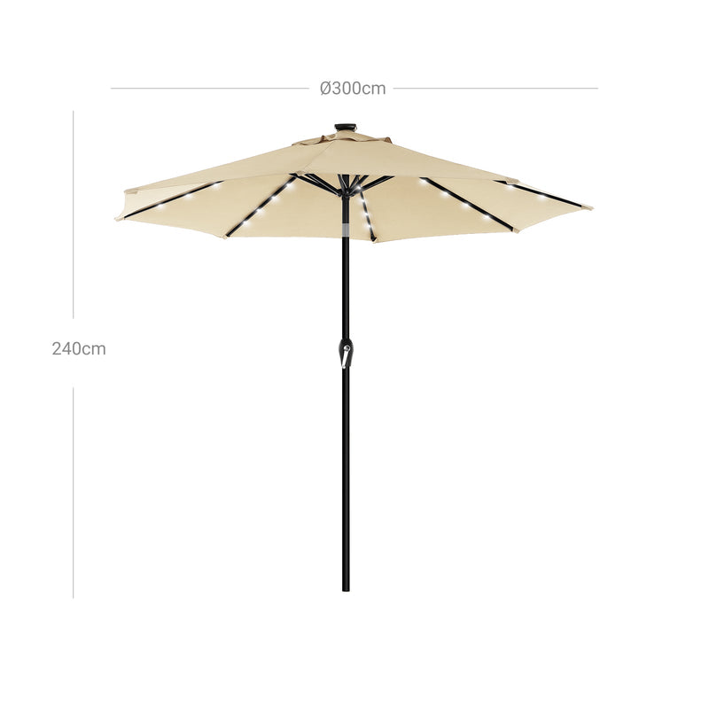 Parasol - med LED -solbelysning - Ø 270 cm