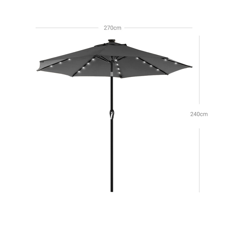 Parasol - markise - haveparasol - med LED -belysning - grå