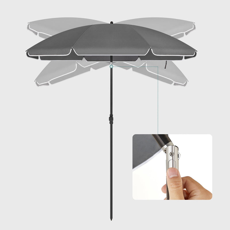 Parasol - Tuinparasol - Zonwering - Met zwengel - Ø 160 cm - Grijs