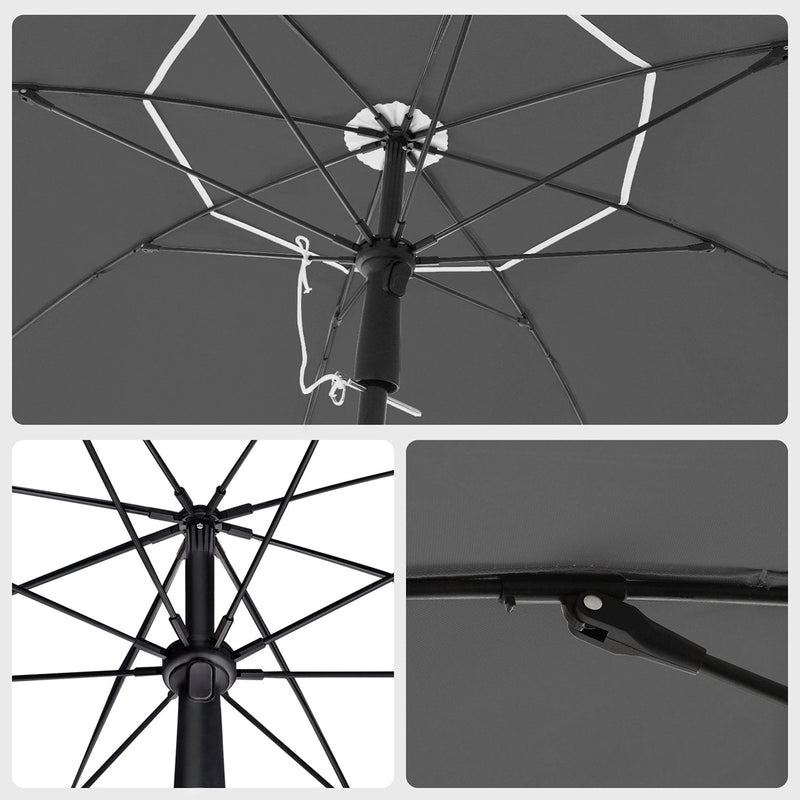 Parasol - puutarha -parasoli - auringonsuoja - kampi - Ø 160 cm - harmaa