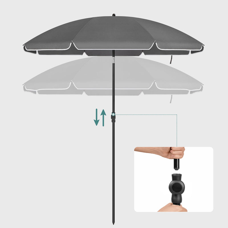 Parasol - Garden Parasol - Solbeskyttelse - med krumtap - Ø 160 cm - Grå