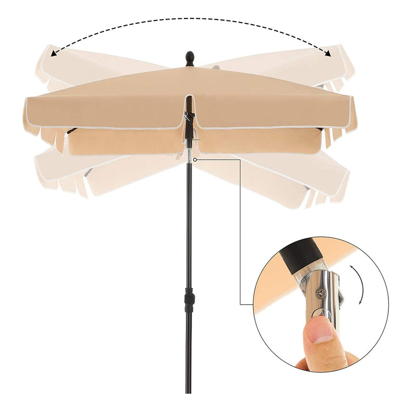 Parasol - suorakaiteen muotoinen - kallistettava - 180 x 125 cm - taupe