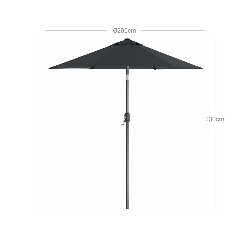 Parasol - puutarha -parasoli - kallistettava - zwingel - metalli - 200 cm - harmaa