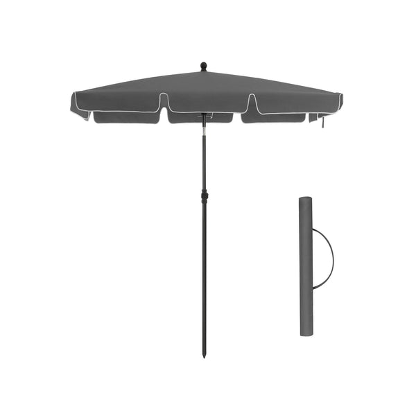 Parasol - puutarha -parasoli - suorakaiteen muotoinen - taitettava - 200 x 125 cm - harmaa