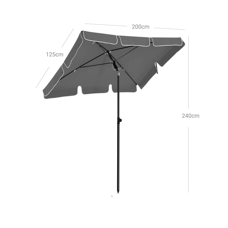 Parasol - Jardin Parasol - Rectangulaire - pliable - 200 x 125 cm - Gray