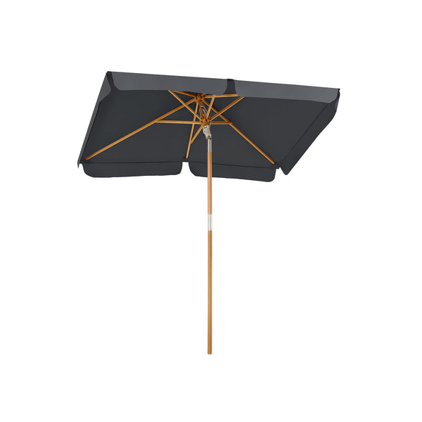 Parasol - 200 x 125 cm - Rektangulär balkongskärm - Solskydd - Parasolmast - Grå