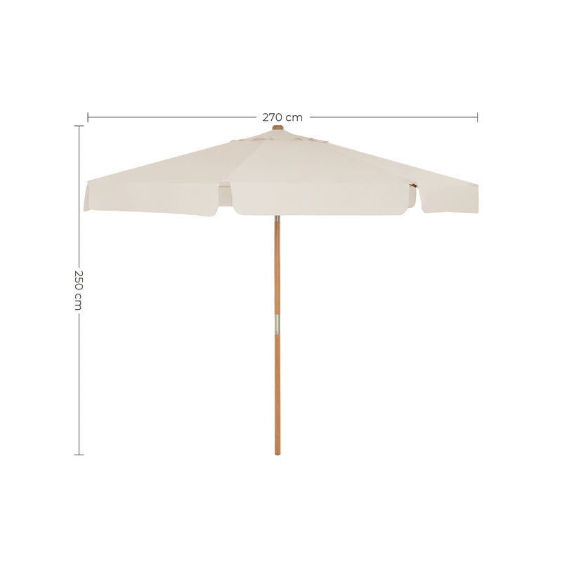 Parasol - Garden Parasol - 270 cm - Octogonal - Hout Parasol Pole - Tiltable - Beige