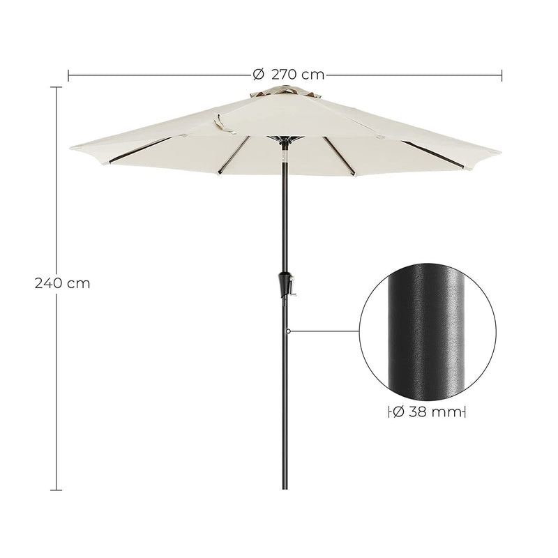 Parasol - Garden Parasol - Tiltable - cu manivelă - Ø 270 cm - bej