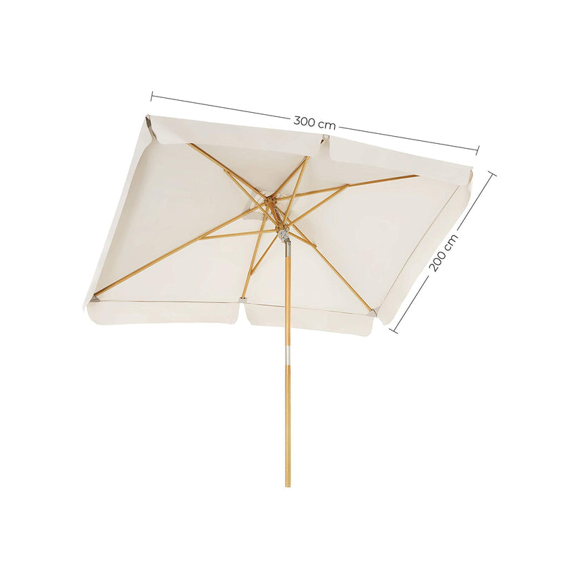 Parasol - 3 x 2 m - Rechthoekig - Zonwering - Uv-bescherming - Van hout - Kantelbaar - Beige