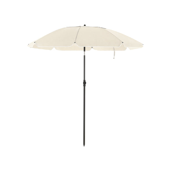 Parasol - Strandparasol - Ø 200 cm - Achthoekig - Kantelbaar - Met zwengel - Beige