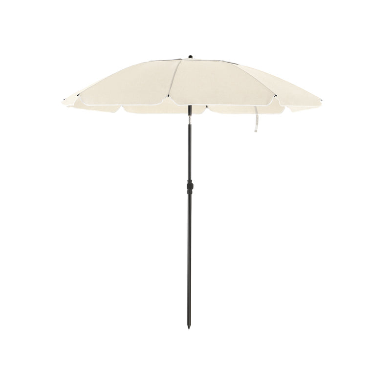 Parasol - Strandparasol - Ø 200 cm - ottekantet - vippbar - med krumtap - beige