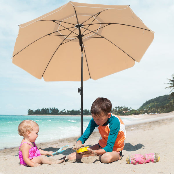 Parasol - Tuinparasol - Ø 200 cm - Achthoekig - Kantelbaar - Met zwengel - Taupe