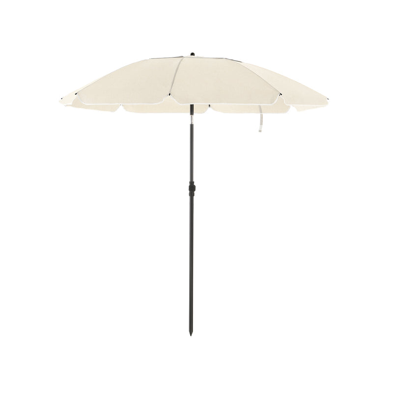 Parasol - Strandparasol - Ø 200 cm - ottekantet - vippbar - med krumtap - beige