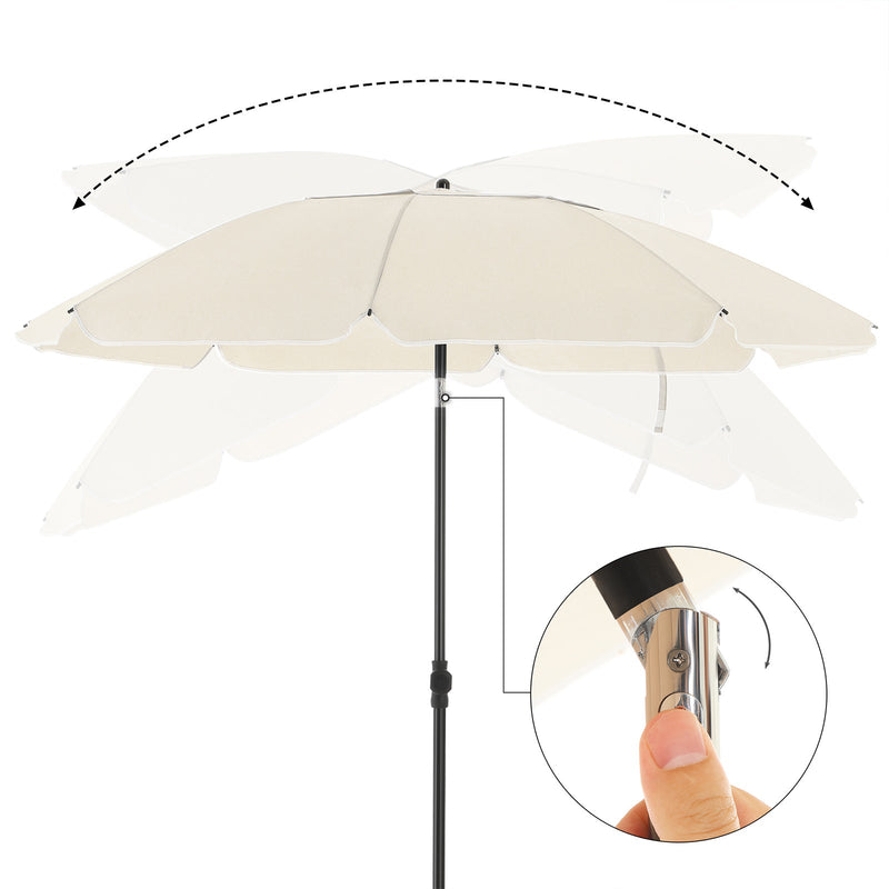 Parasol - Strandparasol - Ø 200 cm - Achthoekig - Kantelbaar - Met zwengel - Beige