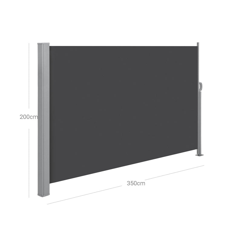 Canopy lateral - ecran de confidențialitate - extensibil - 2 x 3,5 m - cu suportul de podea - gri de ardere