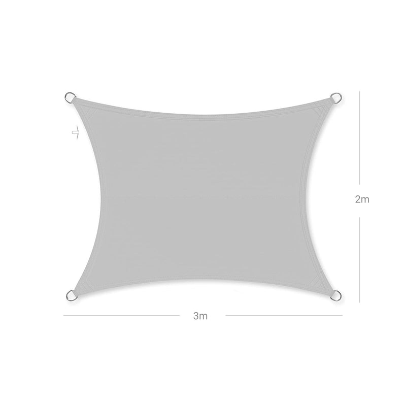 Luifel - Zonnezeil - Solbeskyttelse - UV -beskyttelse - 2 x 3 m - Vandfil - Lysegrå