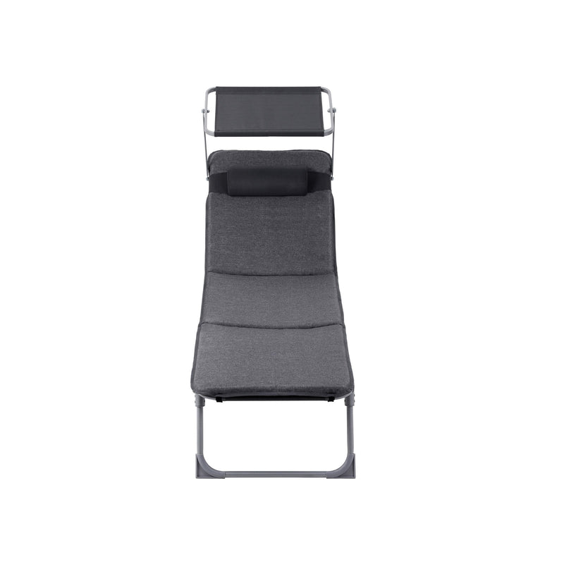 Lounger - Lounge Chair - Folding - With nackest - With Sun Visor - Dark Grey