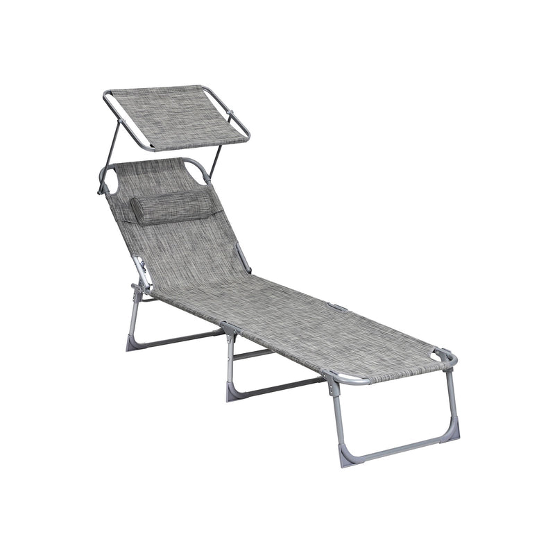 Scaun de grădină - scaune solare - Lounger - cu copertină - reglabil - gri