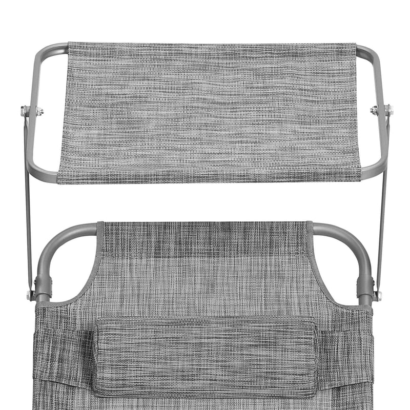 Chaise de jardin - chaises solaires - chair de poule - avec auvents - réglable - gris