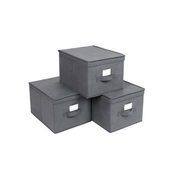 Boîte pliable - Boîte de rangement - avec couvercle - 3 pièces - gris