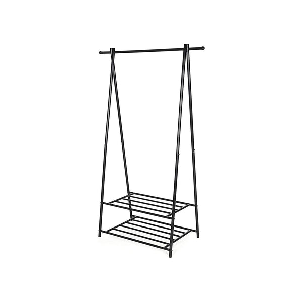 Metal Jacket Rack With Shoe Rack - Clothing Rack - Svart