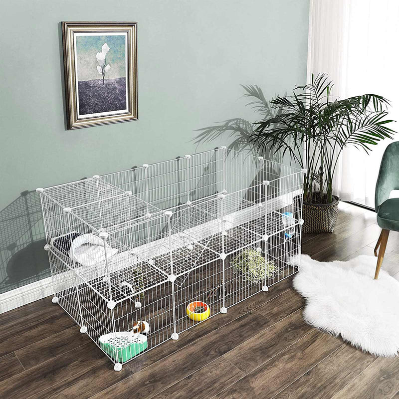 Animal Cage - Rabbit Hob - Hamster - Guinea Pig - Hegn - Silver - Loopstal - Kæledyr