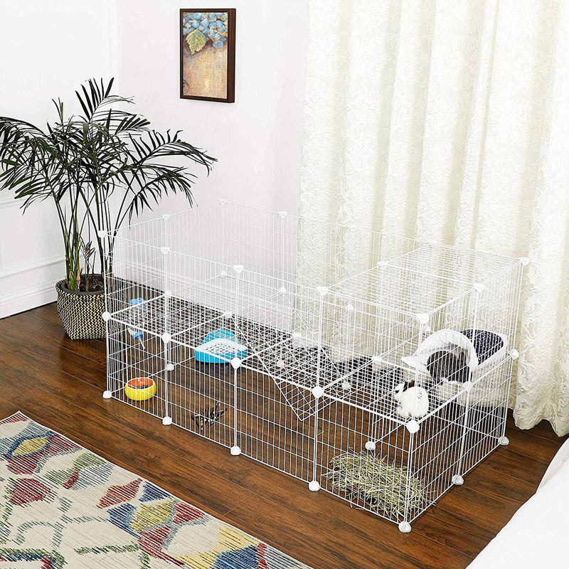 Animal Cage - Rabbit Hob - Hamster - Guinea Pig - Hegn - Silver - Loopstal - Kæledyr