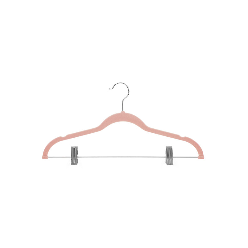 Broekhangers - Kledinghangers - Fluweel - Met brug en clips - 12 hangers - dun - Antislip - Rose