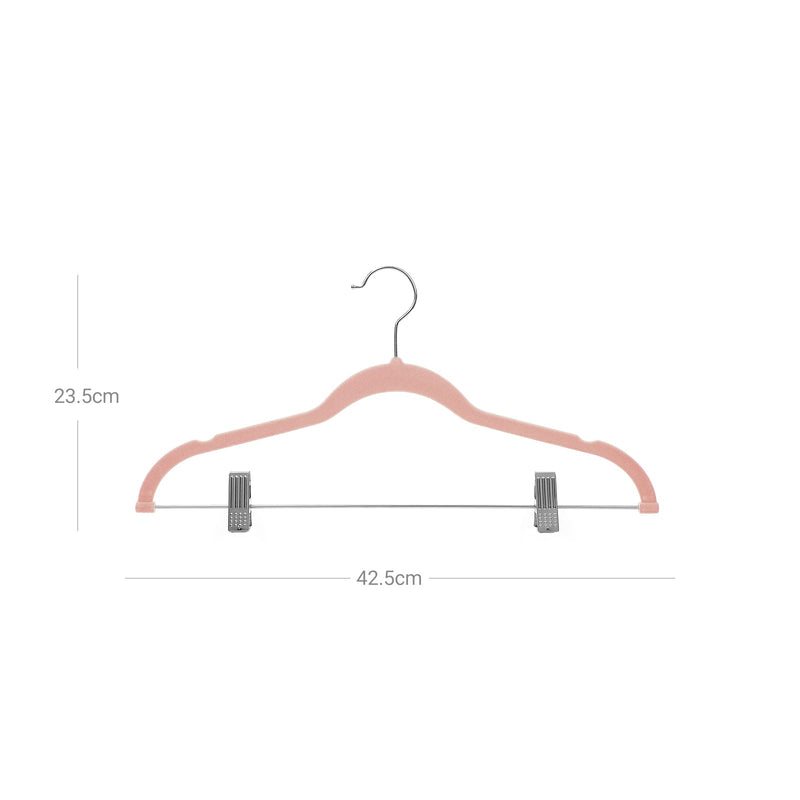 Broekhangers - Kledinghangers - Fluweel - Met brug en clips - 12 hangers - dun - Antislip - Rose