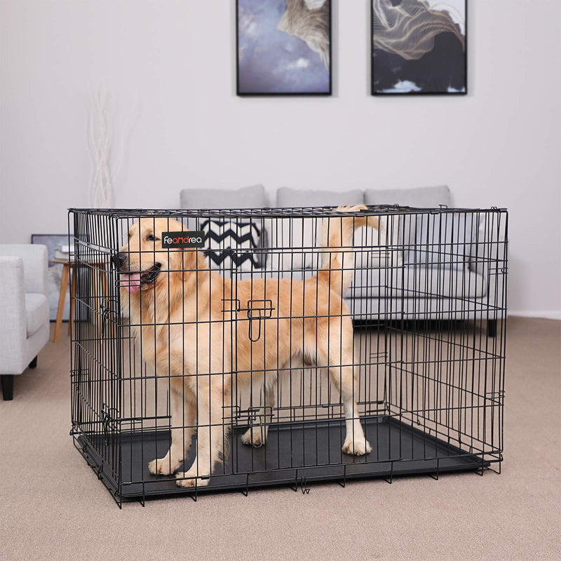 Hundbur - Hundekasse - sammenfoldelig - 122 x 74,5 x 80,5 cm - Sort