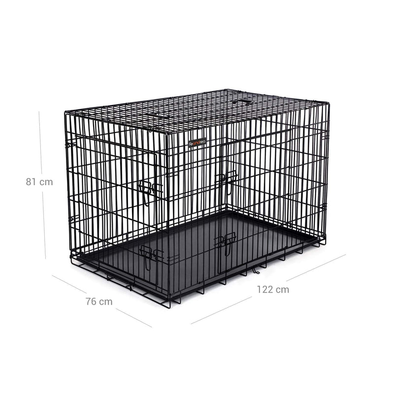 Hundbur - hundbox - fällbar - 122 x 74,5 x 80,5 cm - svart