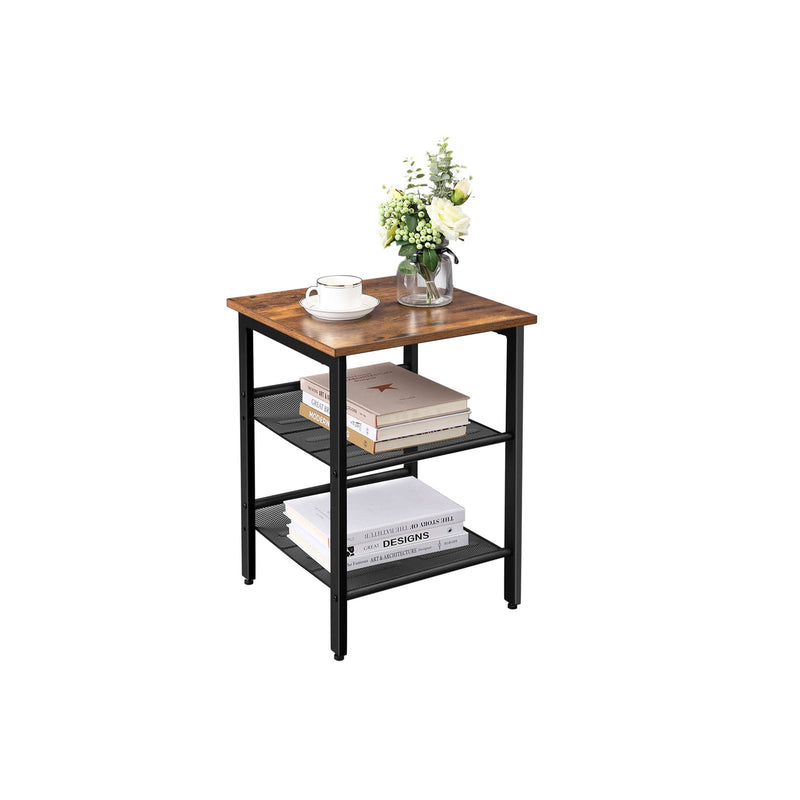 Tableuse - Design industriel - table de chevet - marron / noir