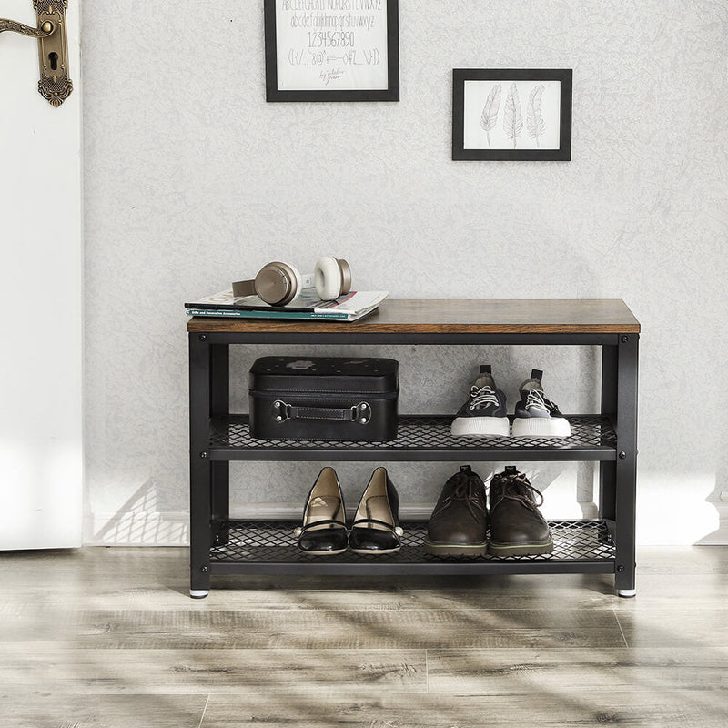 Shoe Bank - Shoe Rack - med 2 hyllor - 73 x 30 x 45 cm - Brown -Black