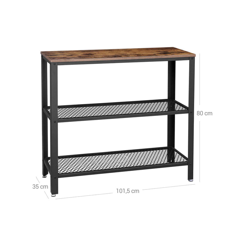 Consolet Table - Gangtafel - Dressior - cu 2 plăci de grilă - Tabel lateral - 101,5 x 35 x 80 cm - negru maro