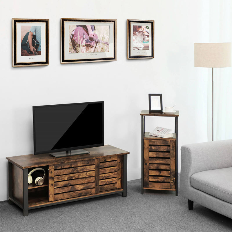 Masă TV - Mobilier TV - cu uși glisante -110 x 40 x 45 cm - maro închis